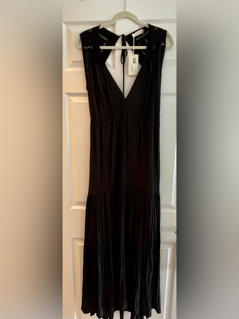 Ramy Brook Faith Dress - NEW - Black Backless V-Neck Maxi Dress with Tie Detail